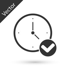 Grey Clock icon isolated on white background. Time symbol. Vector.