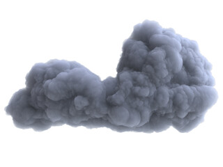 Realistic cartoon overcast rain cloud isolated on white background. Digital graphic element. Beautiful natural phenomenon. 3d render illustration.