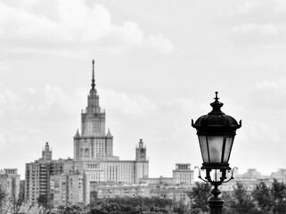 Fototapeta na wymiar Lamp and Moscow State University