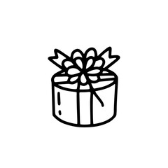  Gift box with a bow.Vector illustration in doodle style. Design for Valentine's Day, Birthday, March 8, Holidays