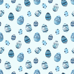 seamless pattern with watercolor easter eggs