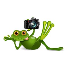 Fototapeta premium Stock Illustration Frog Holding Camera