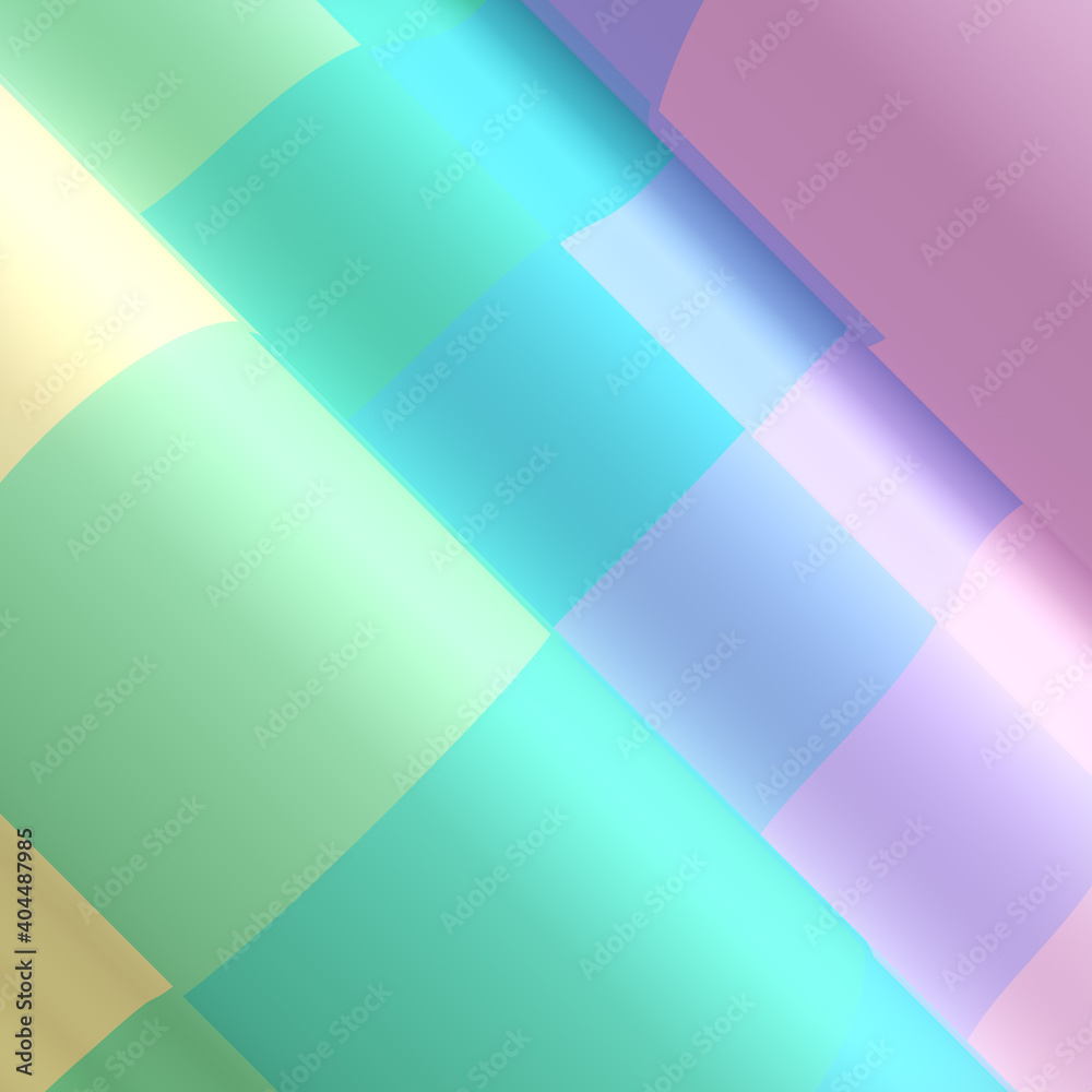 Aufkleber Wavy colorful abstract background with diagonally rectangular sections. Modern template. 3d rendering illustration