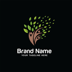 Human Tree Logo Templates and Vector, Abstract eco human tree logo design vector template, Family tree concept icon logo template.