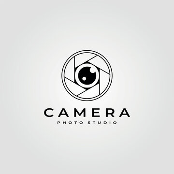 photography lens logo vector minimalist illustration design
