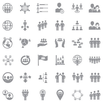 Population Icons. Gray Flat Design. Vector Illustration.