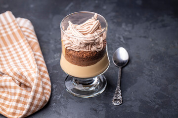 Chocolate caramel cup is a delicious dessert.