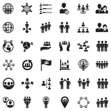 Population Icons. Black Flat Design. Vector Illustration.