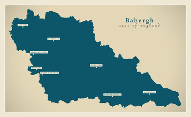 Babergh district map - England UK