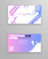Creative color business card templates with minimalistic design. Abstract ink brush strokes.