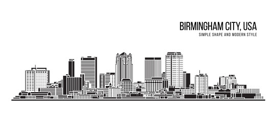 Obraz premium Cityscape Building Abstract Simple shape and modern style art Vector design - Birmingham city , USA