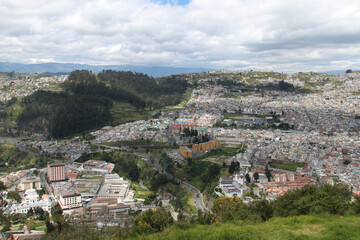 Fototapeta na wymiar View of the city of Quito from the Panecillo hill, Ecuador