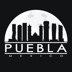 Fototapeta premium Puebla City Mexico Skyline City Flat Silhouette Design Background vector.