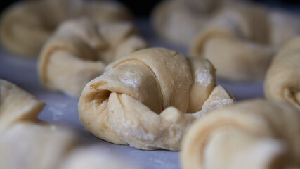 croissant in full preparation, ready for the oven