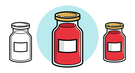 Jar of jam isolated on white vector illustration in cartoon style, delicious and healthy natural food homemade marmalade.