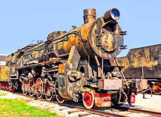 Old rusty steam locomotive