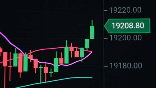 Graph of crypto currency online close-up