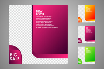 Set of sale banner template design. Editable post template social media banners for digital marketing. Vector illustration.