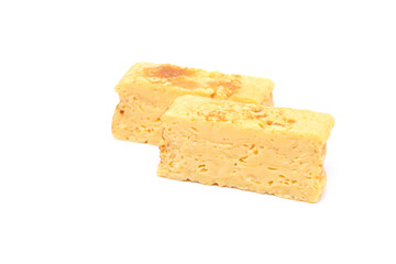 Japanese food. Fried egg roll close up