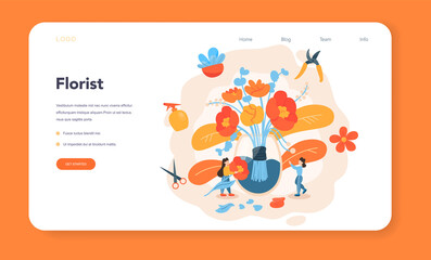 Florist web banner or landing page. Creative occupation