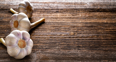 garlic on wooden background