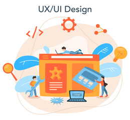 Fototapeta na wymiar UX UI designer concept. App interface improvement for user