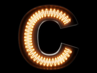 Light bulb alphabet character C font