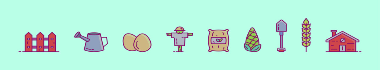 set of wheat ears cartoon icon design template with various models. vector illustration isolated on blue background