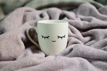Fototapeta na wymiar cup of coffee happy face