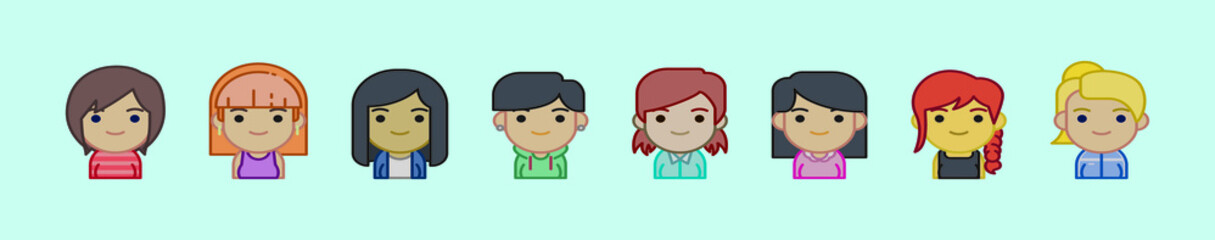 set of woman avatar cartoon icon design template with various models. vector illustration isolated on blue background