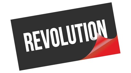 REVOLUTION text on black red sticker stamp.