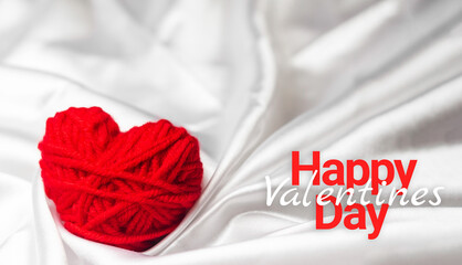 happy valentines day concept, knitted heart, banner
