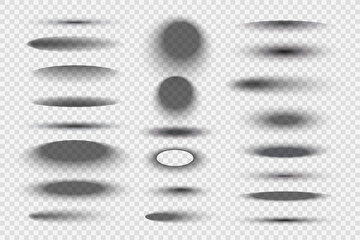 Oval round shadows. Circular realistic transparent gradient shapes decent vector templates collection. Illustration shadow transparent realistic, surface shade
