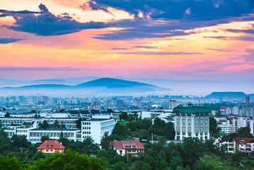 Brasov, Transylvania, Romania - Sunrise with the University building