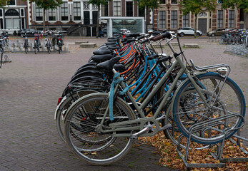 Fototapeta na wymiar bicycles in a town 