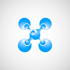 Blue molecular structure . Microbiology concept. Abstract vector background