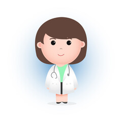 Cute Female Doctor Smile Illustration Vector.
