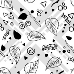 Leaf Doodle Seamless Surface Pattern Design
