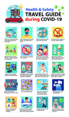 Health and safety Travel Guide during and post Covid-19 vector illustrator.
