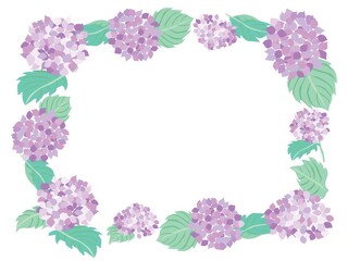 6月の紫の紫陽花のフレームイラスト