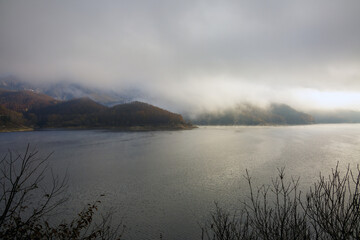Salto Lake in Rieti. A day of fog and a landscape
 Great