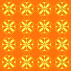 orange yellow light gold bright mandala vintage floral interior seamless flat design background