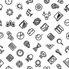 Seamless Pattern Doodle Hand Drawn Business Vector Design Style Background  Money Chart Team People Illustration Cartoon Icons