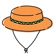手描き風のアウトドアの帽子のイラスト　アウトドア　キャンプ