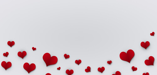 lovers day red hearts banner