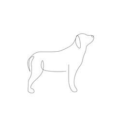 Dog line drawing, valentines day background, vector illustration