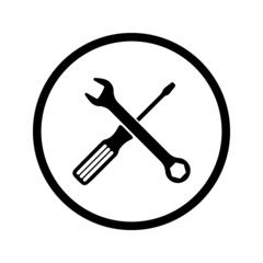 
Wrench and screwdriver vector icon editable