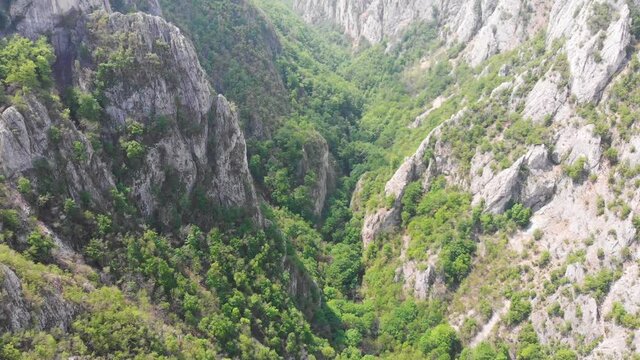Aerial: Lazarev Kanjon, Lazars Canyon, near Bor, Serbia, Lazars river, Zlot river, Zlot cave