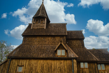 Fototapeta na wymiar View on Urnes wooden stave church architecture.