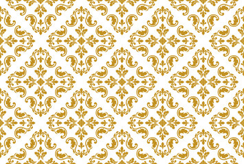 Abstract Flower geometric pattern. Seamless vector background. White and gold ornament. Ornament for fabric, wallpaper, packaging. Decorative print